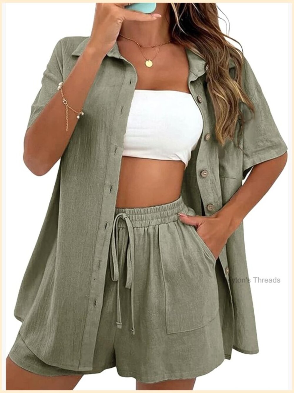 Linen 2 Piece Short Set Lounge Tracksuit Beach Outfit